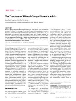 The Treatment of Minimal Change Disease in Adults