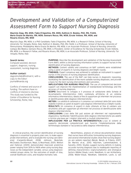 Development and Validation of a Computerized Assessment Form to Support Nursing Diagnosis