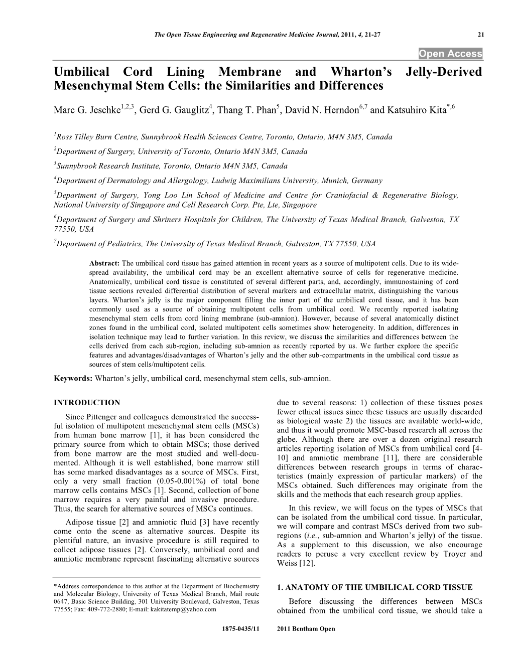 Umbilical Cord Lining Membrane and Wharton's Jelly-Derived Mesenchymal Stem Cells