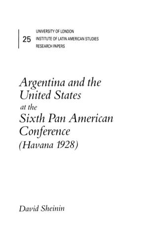 Argentina and the United States Sixth Pan American Conference