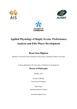 Applied Physiology of Rugby Sevens: Performance Analysis and Elite Player Development