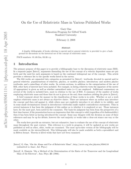 On the Use of Relativistic Mass in Various Published Works