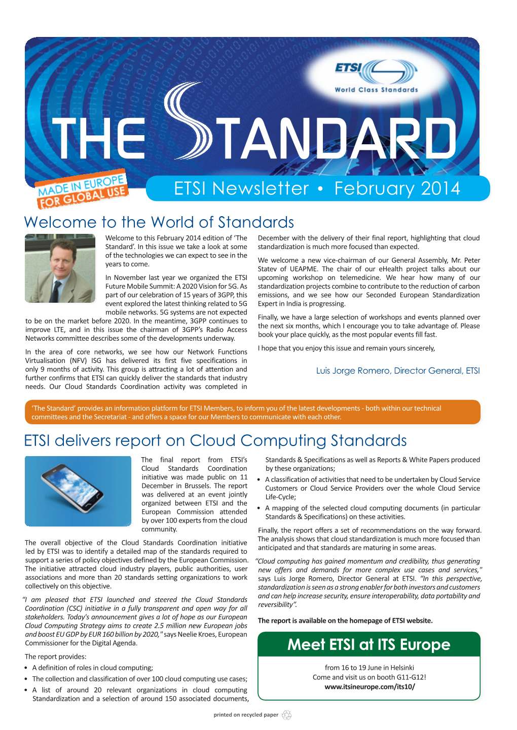 'The Standard' ETSI Newsletter February 2014