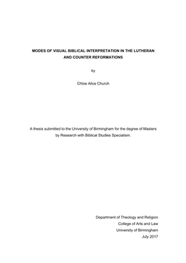 Modes of Visual Biblical Interpretation in the Lutheran and Counter Reformations