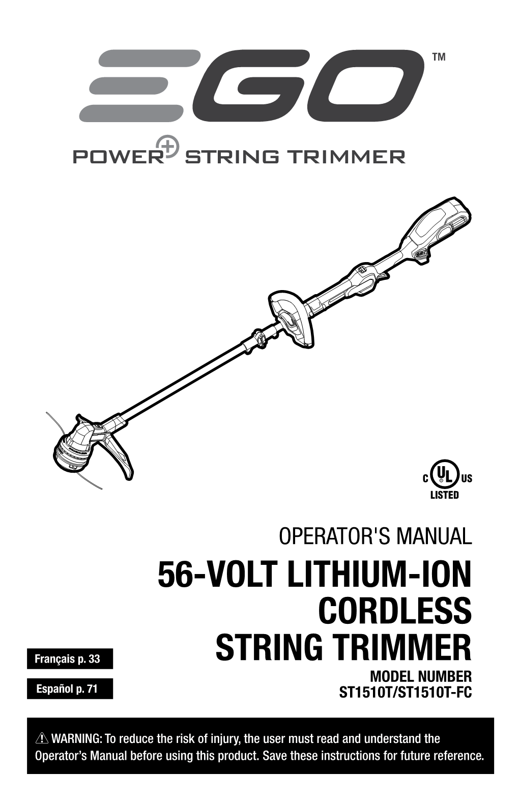 56-Volt Lithium-Ion Cordless String Trimmer