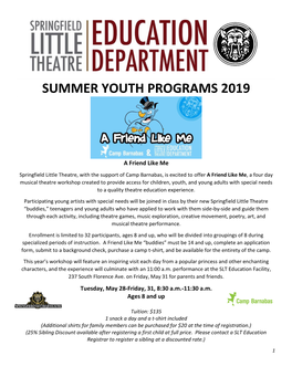 Summer Youth Programs 2019