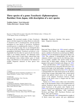 Three Species of a Genus Tenuibaetis (Ephemeroptera: Baetidae) from Japan, with Description of a New Species