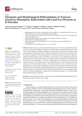 Chromatic and Morphological Differentiation of Triatoma Dimidiata (Hemiptera: Reduviidae) with Land Use Diversity in El Salvador