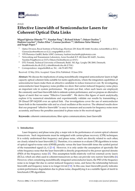 Effective Linewidth of Semiconductor Lasers for Coherent Optical Data Links