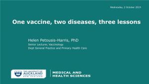 One Vaccine, Two Diseases, Three Lessons