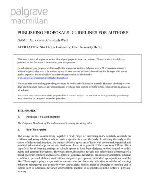 Publishing Proposals: Guidelines for Authors