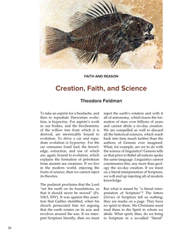 Theodore Feldman, Creation, Faith, and Science
