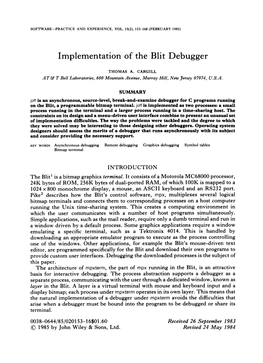 Implementation of the Blit Debugger
