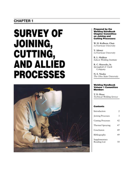 Survey of Joining, Cutting, and Allied Processes