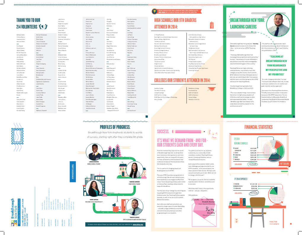 COLLEGES OUR STUDENTS ATTENDED in 2014: Will Recruit 56 Teaching Fellows