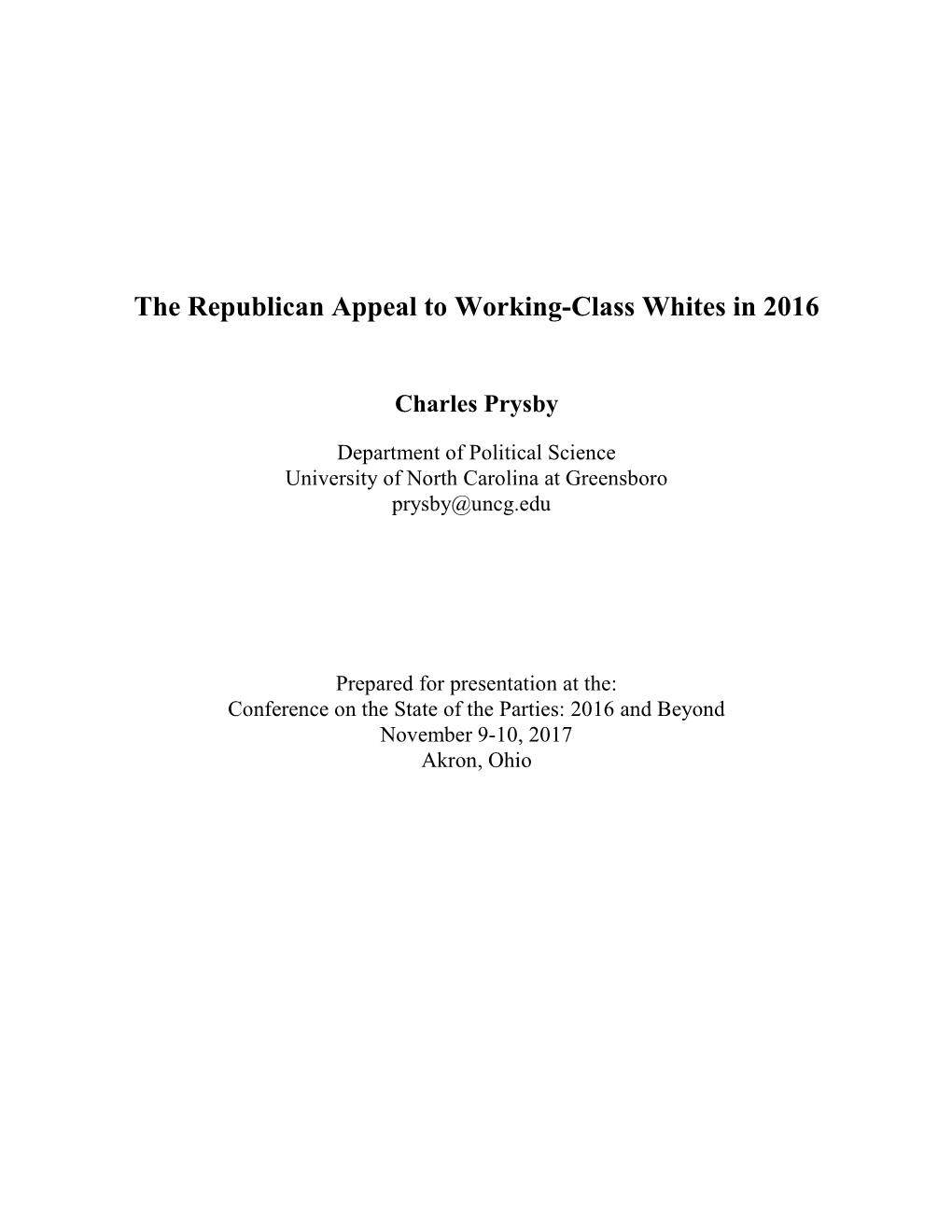 The Republican Appeal to Working-Class Whites in 2016