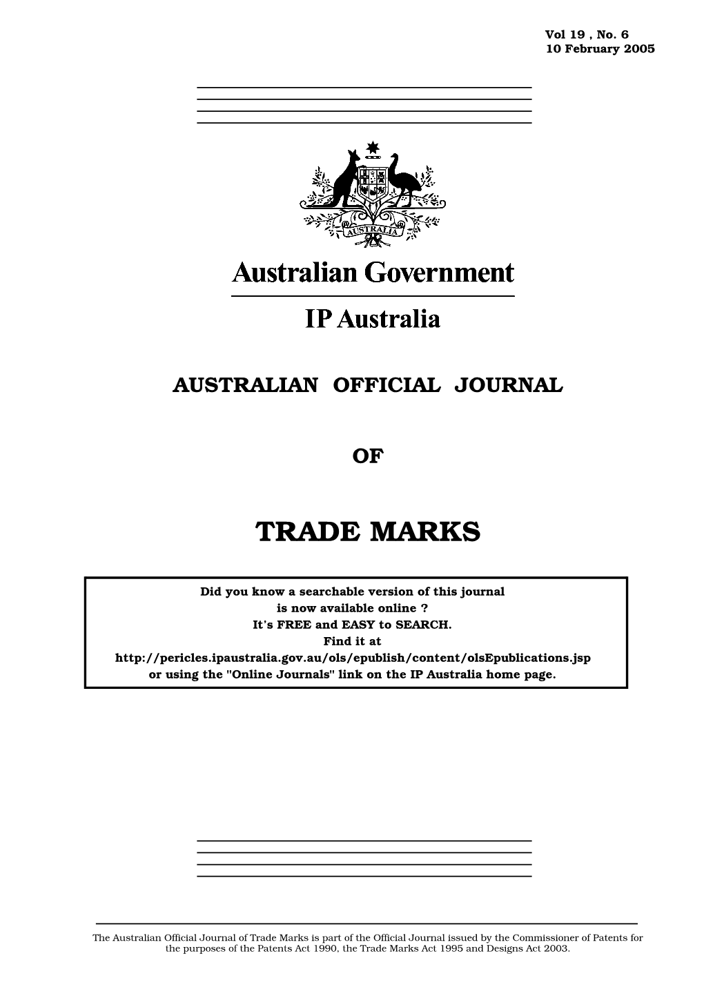 Australian Official Journal Of