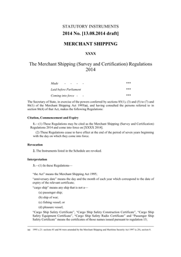 [13.08.2014 Draft] MERCHANT SHIPPING
