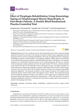 Effect of Dysphagia Rehabilitation Using Kinesiology Taping