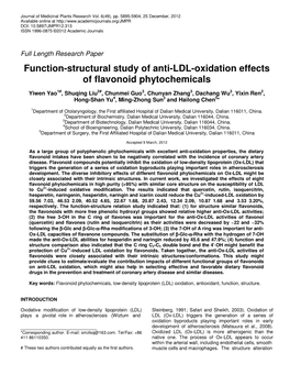Function-Structural Study of Anti-LDL-Oxidation Effects of Flavonoid Phytochemicals