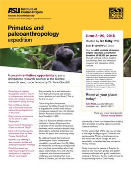 Primates and Paleoanthropology Expedition | 2 Institute of Human Origins