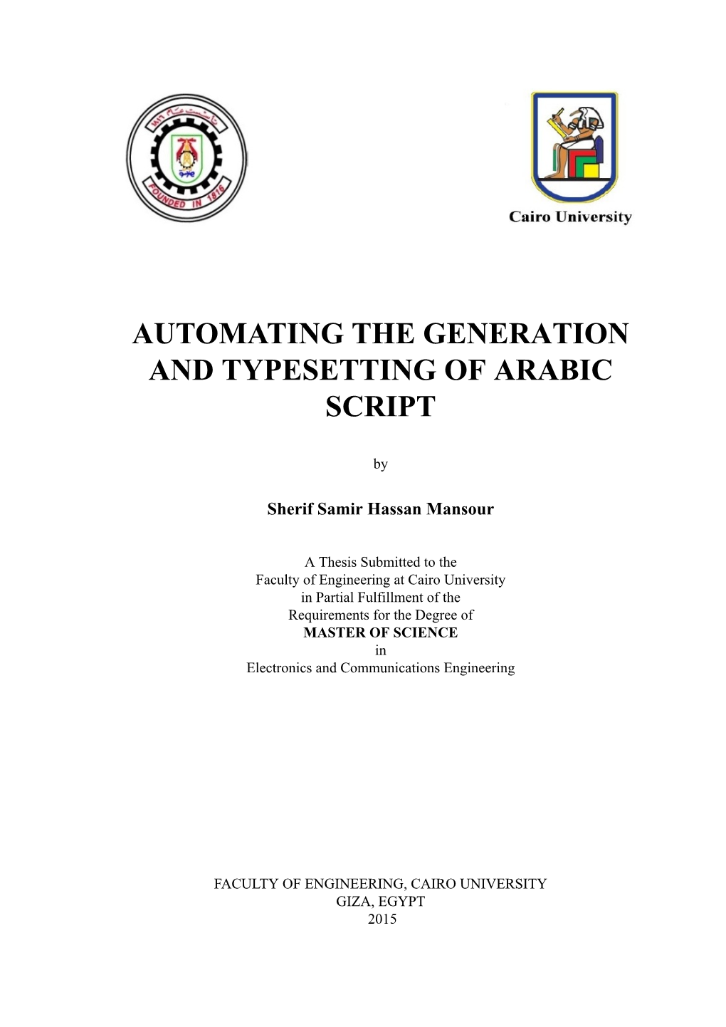 Automating the Generation and Typesetting of Arabic Script