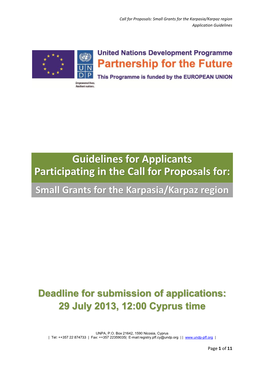 Guidelines for Applicants Participating in the Call for Proposals For: Small Grants for the Karpasia/Karpaz Region