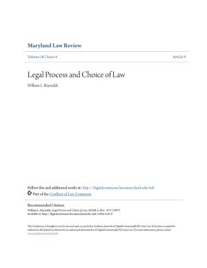 Legal Process and Choice of Law William L