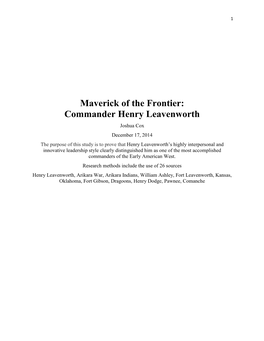 Maverick of the Frontier: Commander Henry Leavenworth