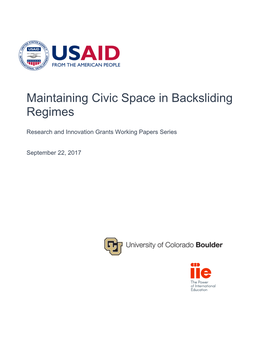 Maintaining Civic Space in Backsliding Regimes