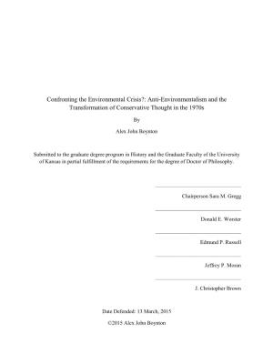 Confronting the Environmental Crisis?: Anti-Environmentalism and the Transformation of Conservative Thought in the 1970S