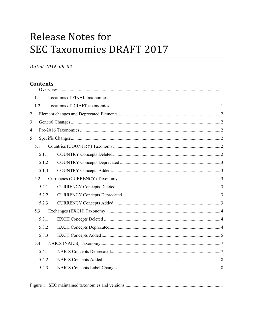 Release Notes for SEC Taxonomies DRAFT 2017