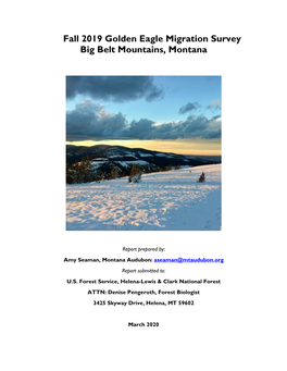 Fall 2019 Golden Eagle Migration Survey Big Belt Mountains, Montana