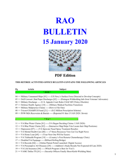 RAO BULLETIN 15 January 2020