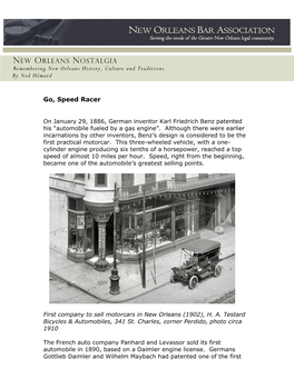 NEW ORLEANS NOSTALGIA Remembering New Orleans History, Culture and Traditio Ns