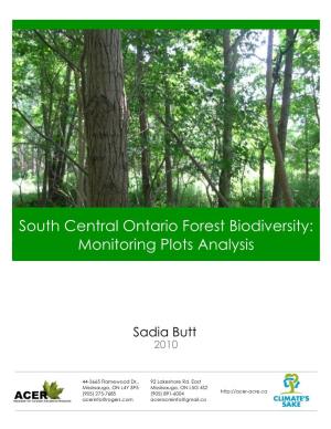 South Central Ontario Forest Biodiversity: Monitoring Plots Analysis