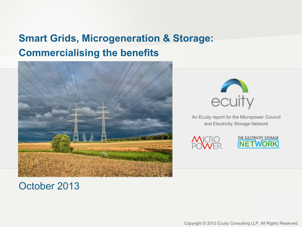 Smart Grids, Microgeneration & Storage