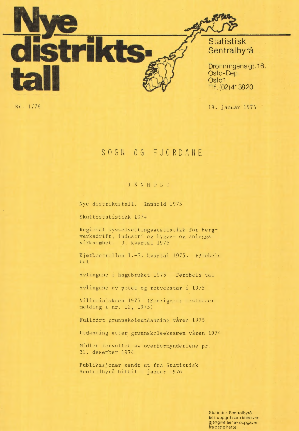 Nye Distriktstall 1976 Sogn Og Fjordane