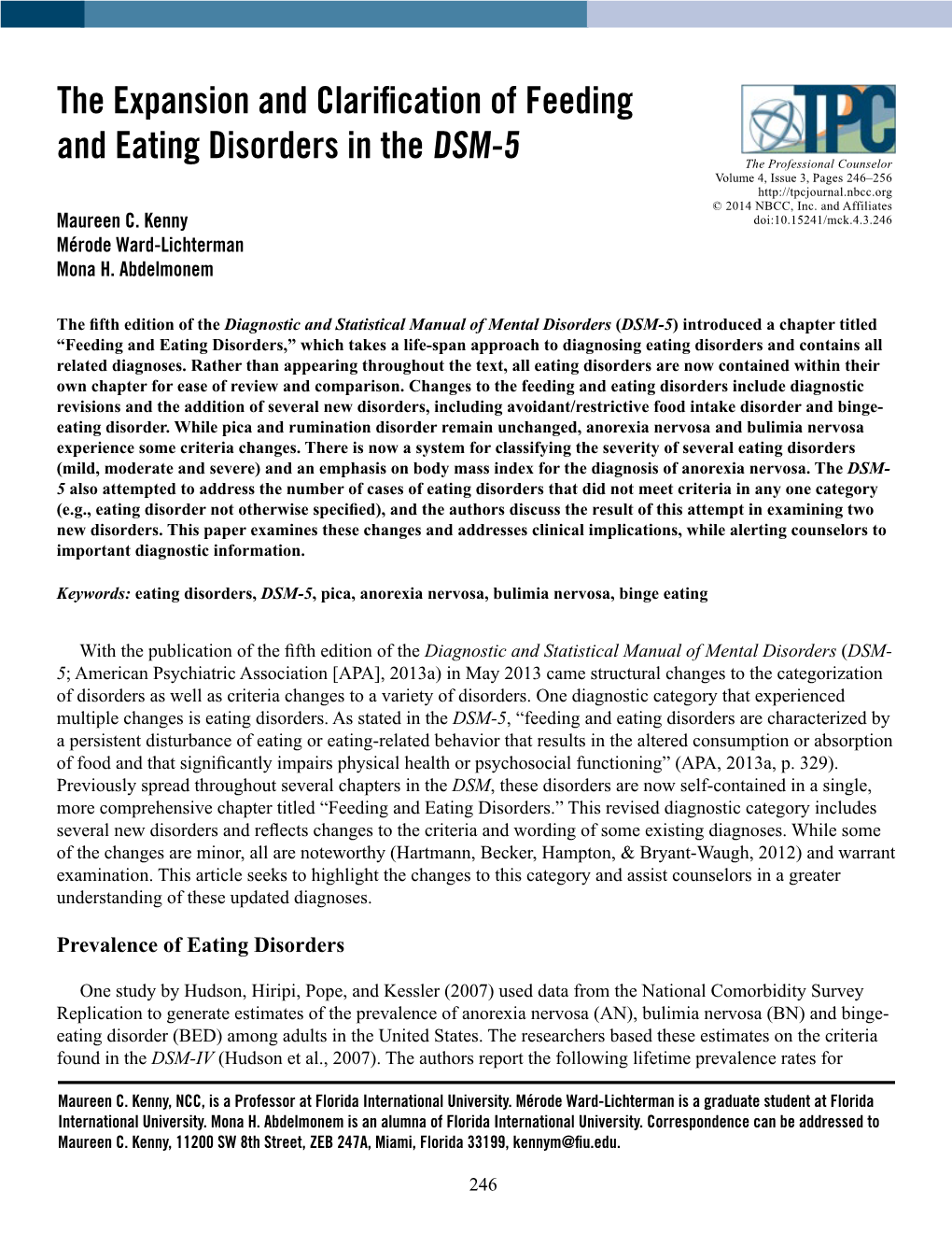 The Expansion and Clarification of Feeding and Eating Disorders In