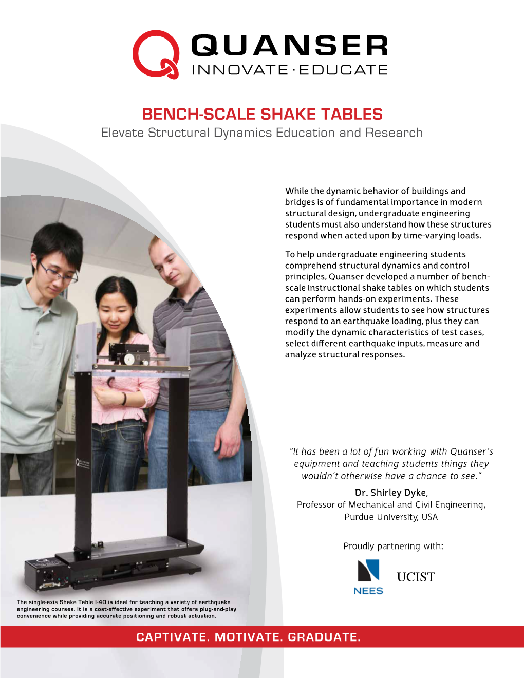 BENCH-SCALE SHAKE TABLES Elevate Structural Dynamics Education and Research