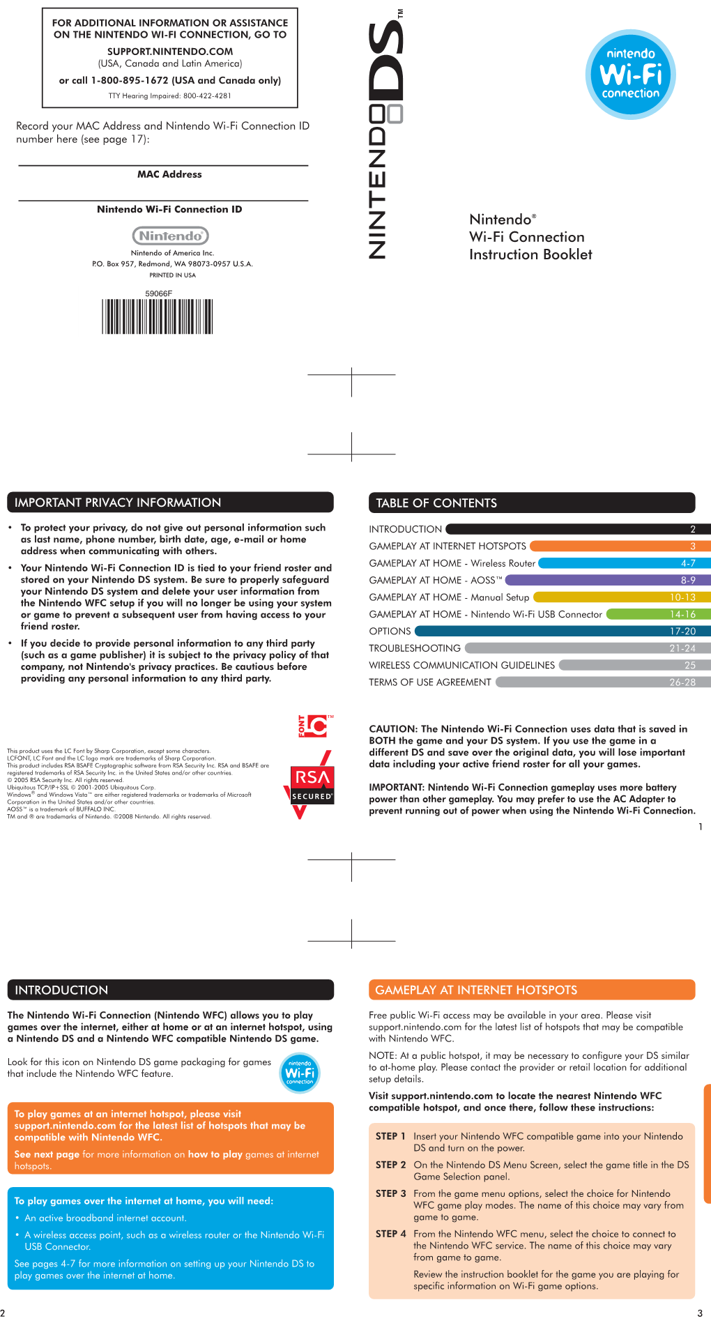 Nintendo® Wi-Fi Connection Instruction Booklet