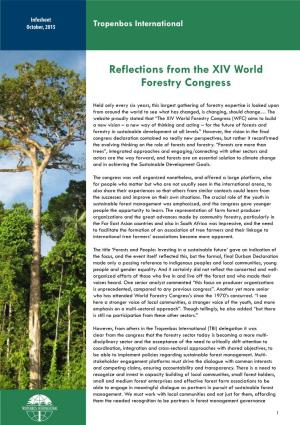 Reflections from the XIV World Forestry Congress