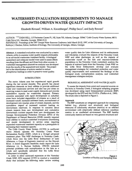 Watershed Evaluation Requirements to Manage Growth-Driven Water Quality Impacts