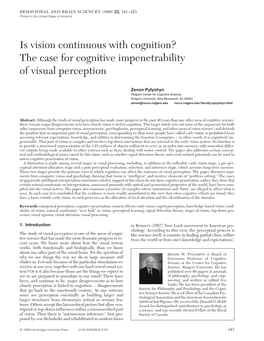 Is Vision Continuous with Cognition? the Case for Cognitive Impenetrability of Visual Perception