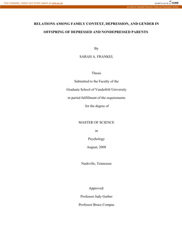 Relations Among Family Context, Depression, and Gender In