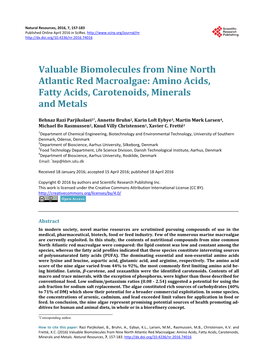 Valuable Biomolecules from Nine North Atlantic Red Macroalgae: Amino Acids, Fatty Acids, Carotenoids, Minerals and Metals