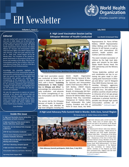 WHO Ethiopia EPI Newsletter, July 2015
