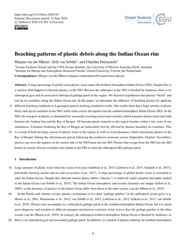 Beaching Patterns of Plastic Debris Along the Indian Ocean