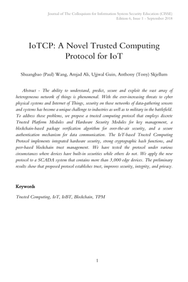 Iotcp: a Novel Trusted Computing Protocol for Iot