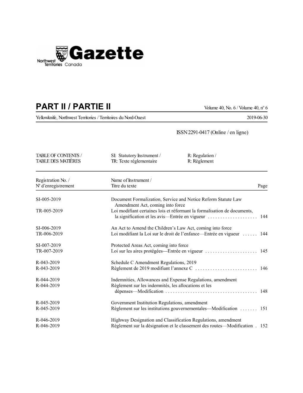 NWT Gazette, Vol. 40, Issue 6, Part 2 (June 2019)